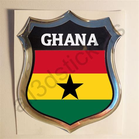 sticker ghana emblem  resin domed gel ghana flag vinyl decal car