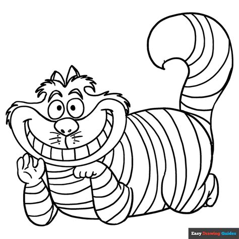 cheshire cat coloring page easy drawing guides