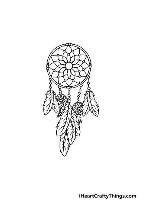 easy dreamcatcher drawing steps