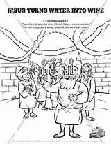 Wine Jesus Coloring Water Into Turns Pages Sunday School Sharefaith sketch template