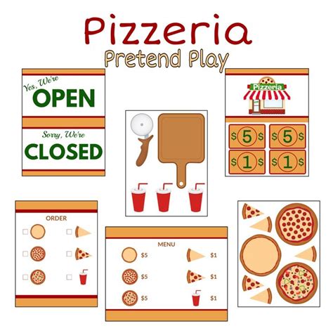 pizza dramatic play printables  printable word searches