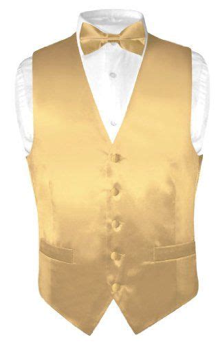biagio mens solid gold color silk dress vest bow tie set  suit  tuxedo vest dress