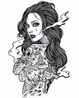 Tattoo Girl Drawing Drawings Rockabilly Tattoos Choose Board Badass Body Rebel6 sketch template