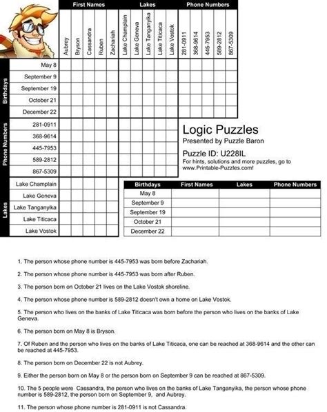 logic puzzle worksheets  high school worksheets master