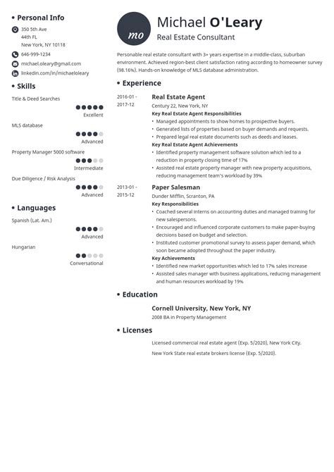 real estate agent resume samples writing guide
