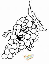 Coloring Pages Happy Grape Fruits Face Printable Kids Freekidscoloringpage sketch template