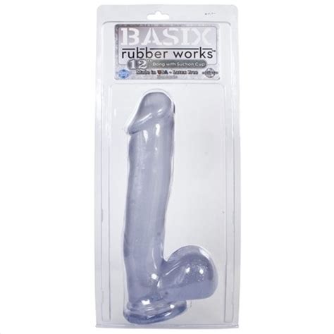 basix 12 dong w suction cup clear sex toys at adult