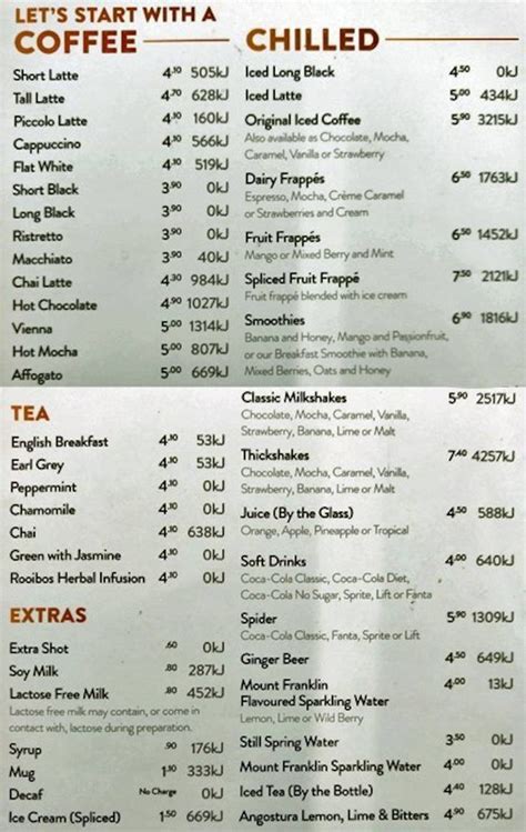 pin  coffeeshop menu