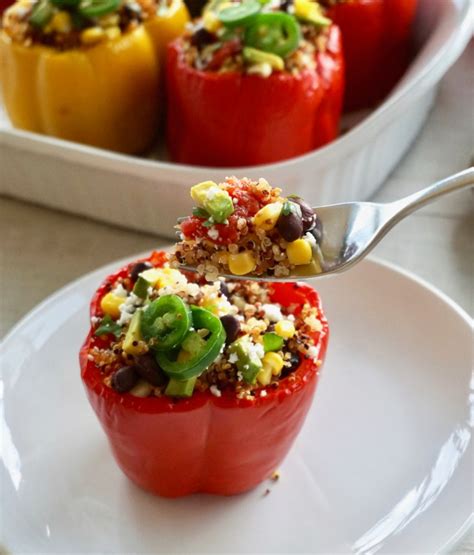 spicy mexican quinoa stuffed peppers vegetarian