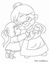 Coloring Grandma Girl Pages Hugging Color Hellokids Print Online sketch template
