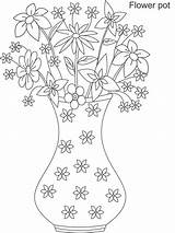 Vase Coloring Flower Beautiful Kids sketch template