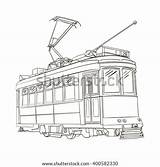 Tram Vector Lisbon Tramway Illustration Drawing Background Coloring Isolated Drawn Hand Vintage Sketch Pages Engraving Stylized Template Shutterstock Logo sketch template