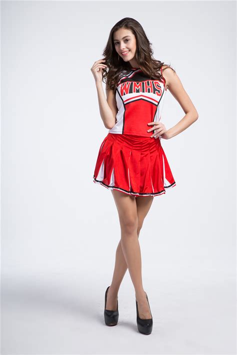 top skirt pompoms high school girl ladies glee style cheerleading