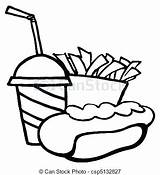 Fries French Coloring Hot Dog Drink Pages Clip Drawing Clipart Hamburger Food Drawings Fast Cartoon Drinking Vector Getcolorings Printable Color sketch template