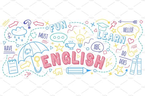 english language learning concept education illustrations creative