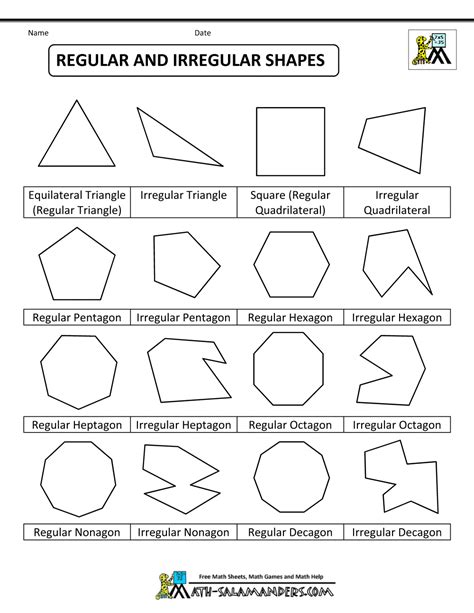 regular  irregular polygons worksheet