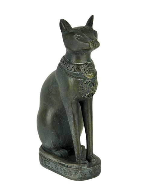 Black Stone Finish Egyptian Cat Goddess Bastet Statue