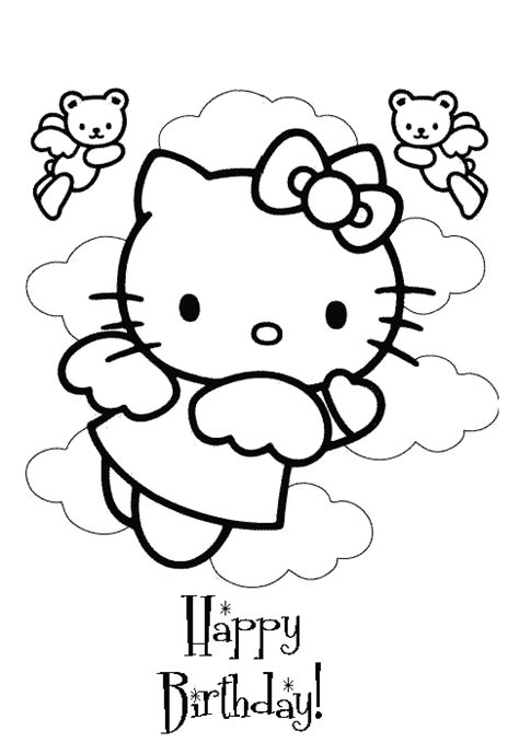 kitty coloring pages happy birthday