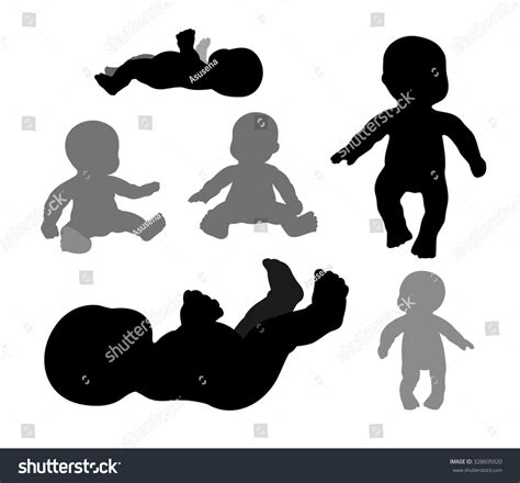 silhouette   baby   white background stock vector illustration