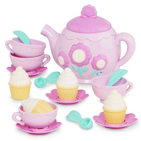 play circle  battat pink la dida musical tea party set teapot