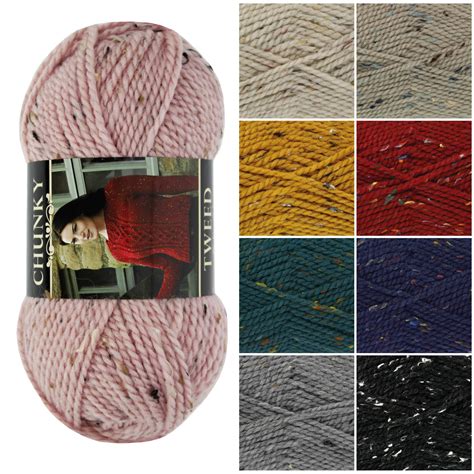 chunky tweed knitting yarn  king cole wool  colours  flecked yarn nimble