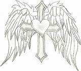 Wings Heart Cross Drawings Drawing Angel Coloring Hearts Cool Pages Tattoo Clipart Tattoos Crosses Jesus Wing Draw Rose Sketches Clip sketch template