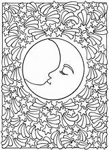 Moon Coloring Pages Adult Dover Printable Adults Sun Stars Color Teens Sheets Mandala Celestial Book Shooting Templates Fun Quarter Sky sketch template