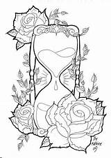 Coloring Pages Tattoo Hour Glass Skull Choose Board Mandala sketch template