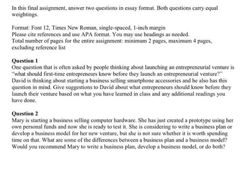 question  answer format essay