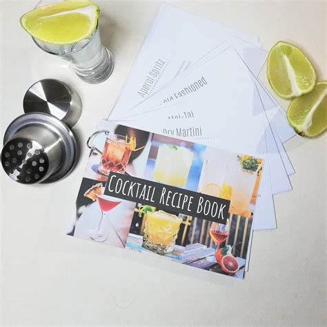 cocktail book printable cocktail recipe cards cocktail print etsy