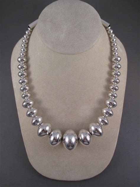 silver bead necklace home family style  art ideas