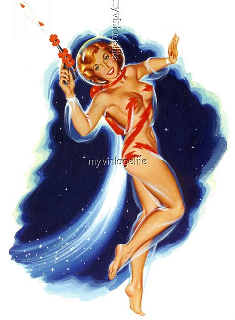 Retro Sexy Pin Up Atomic Sci Fi Vintage 3 Sizes Quilting