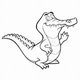 Crocodile Coloring Cartoon Line Pages Vector Book Baby Stock Getdrawings Getcolorings sketch template