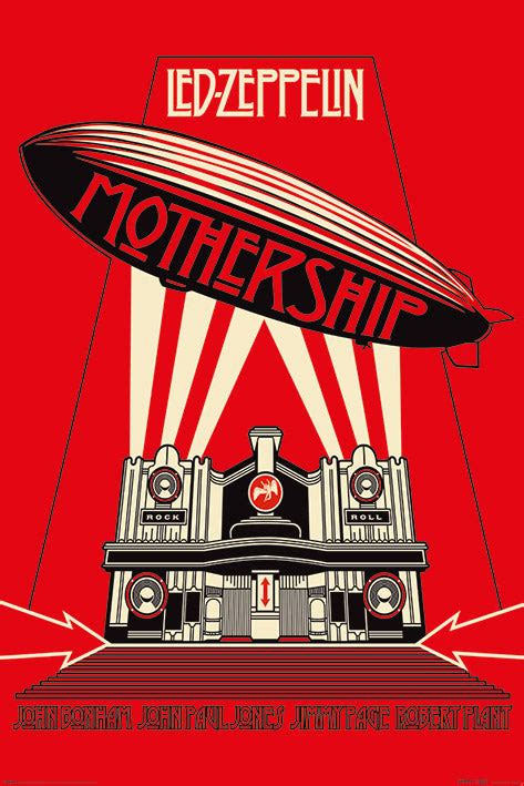 led zeppelin mothership  album cover art rock  poster