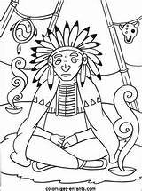 Coloring Indiens Les Coloriages Indian Cow Dessins Indianen Powhatan Kleurplaten Totem Pages Boys Native sketch template
