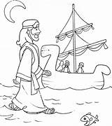 Coloring Jesus Water Walks Reading Toys sketch template