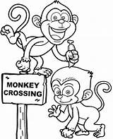 Coloring Monkeys Monkey Funny Cartoon Hilarious Kids sketch template