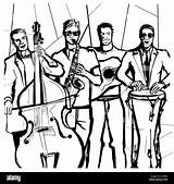 Jazz Gruppo Disegno Libro Ritning Spelar Musiker Teckning sketch template