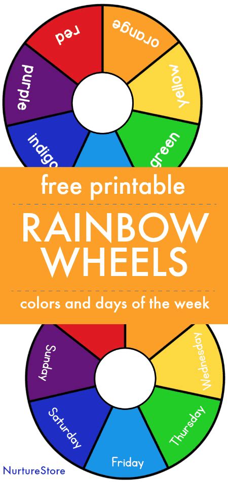 printable rainbow days   week  color wheels nurturestore