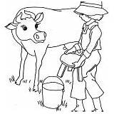 Cow Milking Coloring Pages Little Chair Put Farmer Before Dog His sketch template