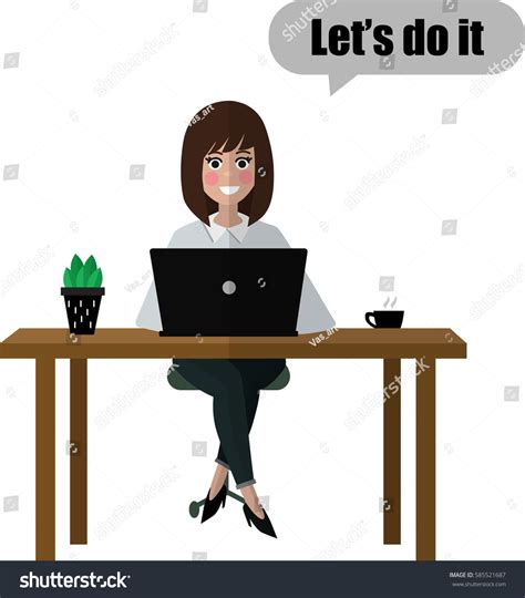 Lets Do It Smiling Business Woman Stock Vector 585521687