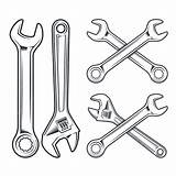 Wrench Inglese Chiave Icone sketch template