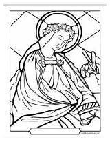 Coloring Saint Catholic Glass Stained Pages Saints Virgin Female Color Sheet Print Mary Window Sheets Printables Church Patroness Blessed Saintanneshelper sketch template