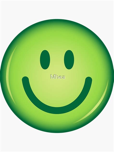green happy smiley face sticker sticker  mhea redbubble