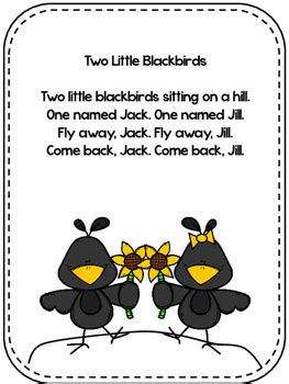 blackbirds nursery rhyme pack  craft    jill