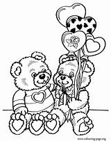 Coloring Pages Teddy Bear Valentine Bears Heart Couple Colouring Valentines Print Cute Printable Balloons Sheets Adult Clipart Color Adults Beautiful sketch template
