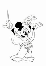 Mickey Sorcerer Mouse Coloring Drawing Pages Disney Color Printouts Book Clipartmag Stencil sketch template