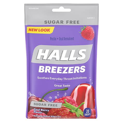 Halls Breezers Sugar Free Pectin Throat Drops Cool Berry Walgreens