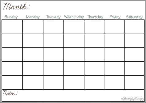 blank calendar grid printable  calendar printable