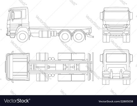truck tractor  semi trailer  outline vector image
